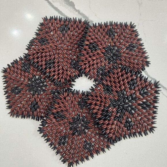 vintage Handcrafted Hawaiian Koa Seed Coasters Set Of 5 - Picture 8 of 16